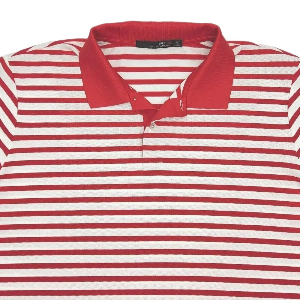 RLX Ralph Lauren Polo Golf Shirt Red White Stripe Men Size XL Stretch Polyester